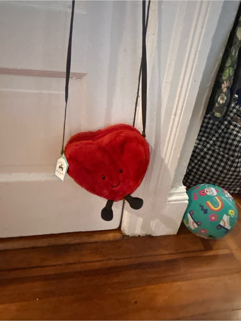 Jellycat Red Heart Plush Crossbody Bag with Smile